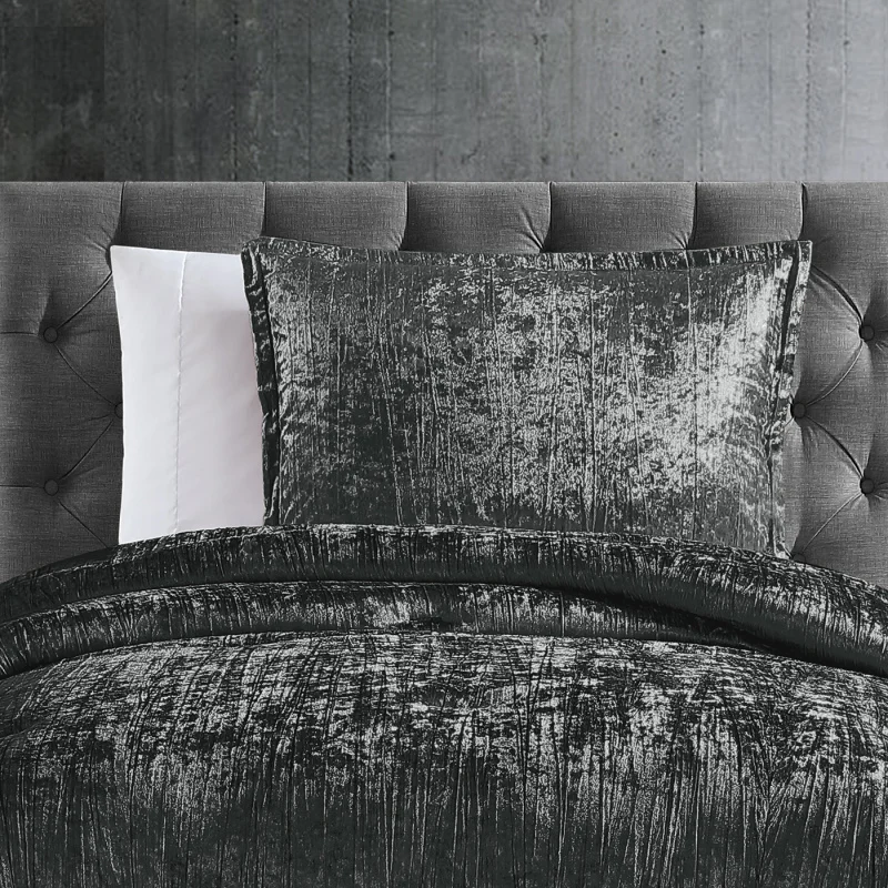 طقم لحاف مكون من قطعتين من تورين فحمي مزدوج