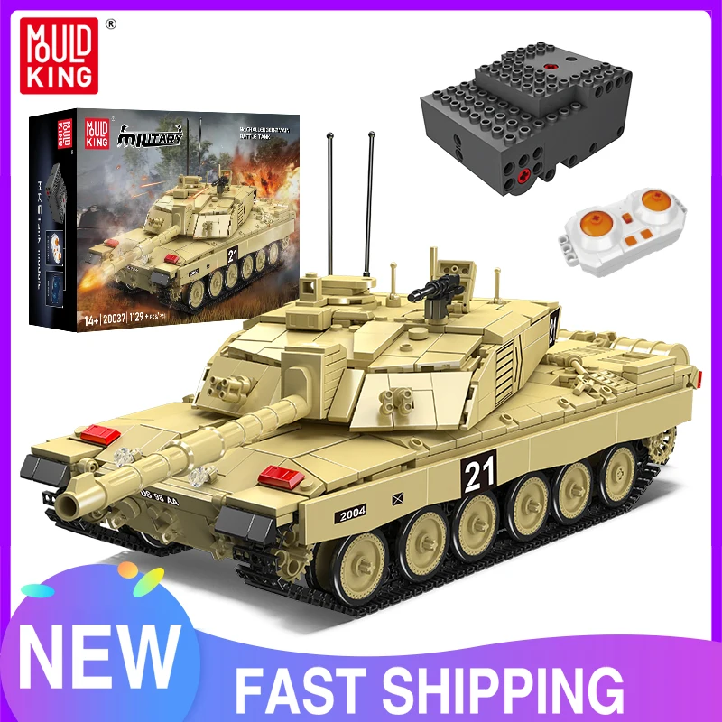 

Mold King 20037 Технические игрушки-танки The Challenger 2, главный боевой танк, строительный блок, радиоуправляемая модель танка, кирпич, детские рождественские подарки