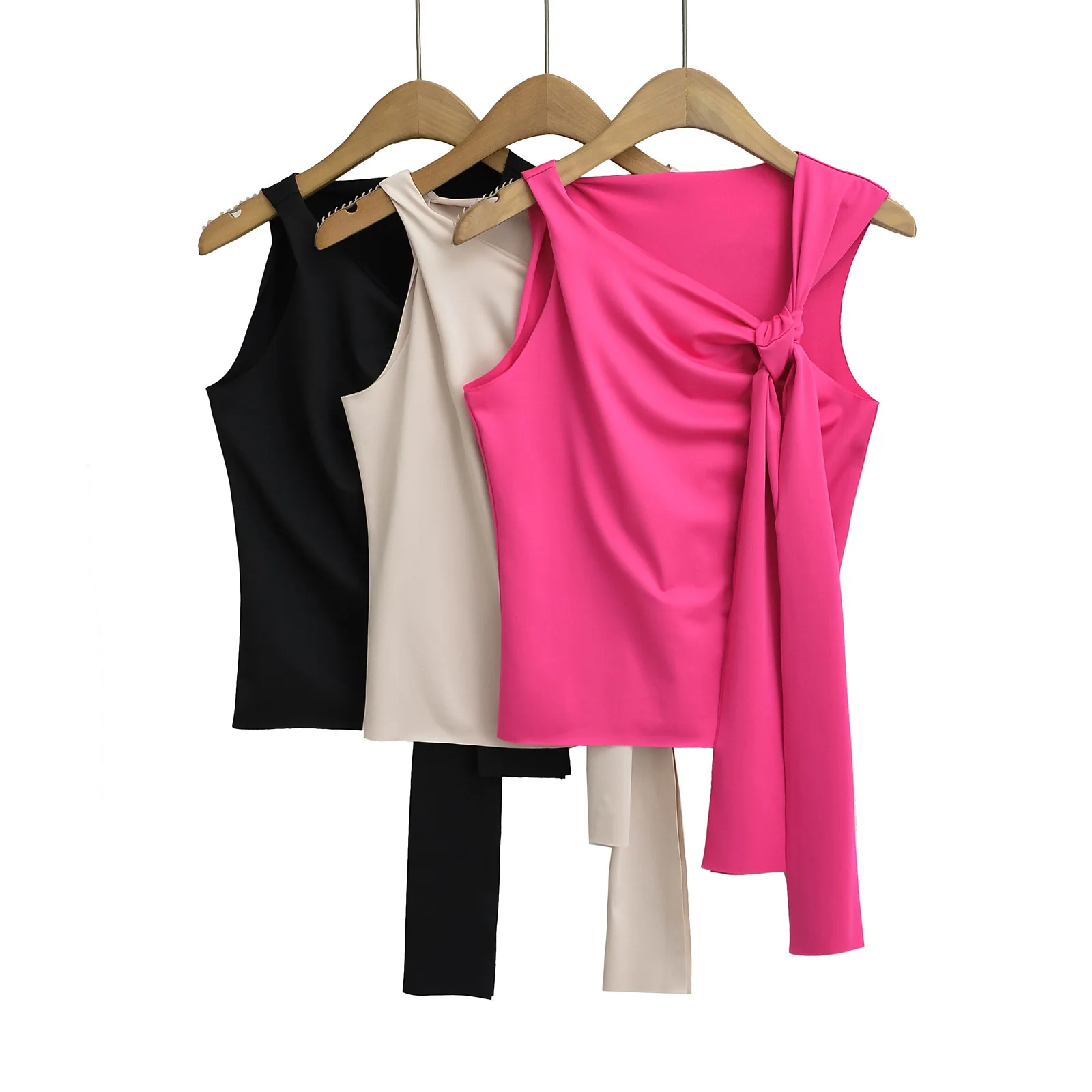 

Fashion Y2K Women's Summer New Sleeveless Tops Waist-Fitted Drawstring Exposes Belly Sexy Slims Smooths Your Silhouette