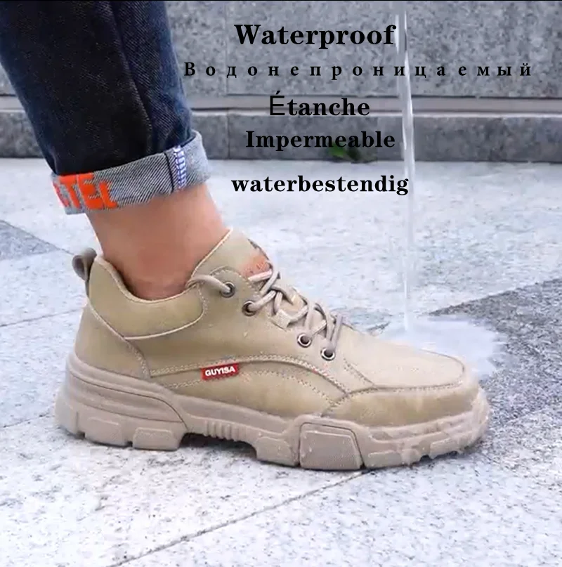 Waterproof Wrok Safety Shoes For Men Summer Breathable Indestructible Boots Non-slip Industrial Construction Shoes Male Footwear