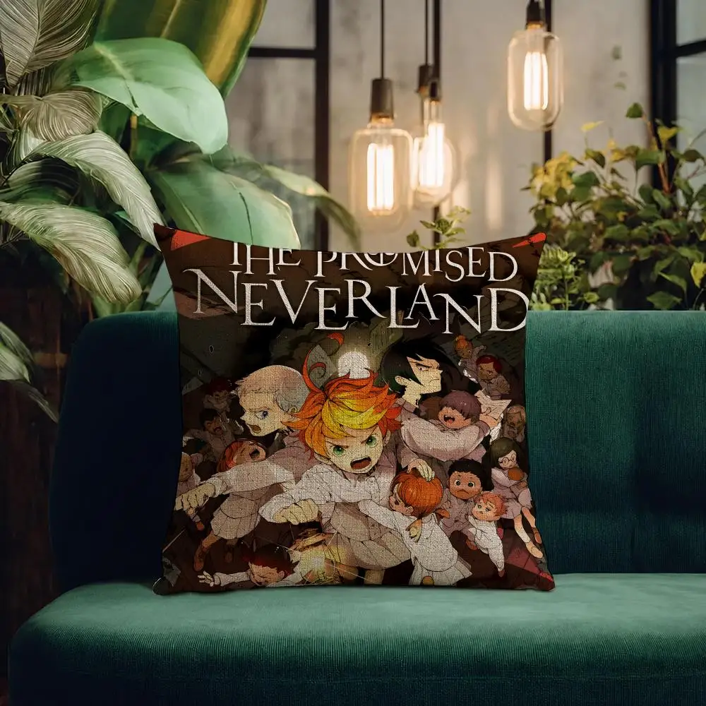 Anime The Promised Neverland Cushion Cover Natural Linen Pillowcase Set Cushion Cover for Sofa Bedroom Chair