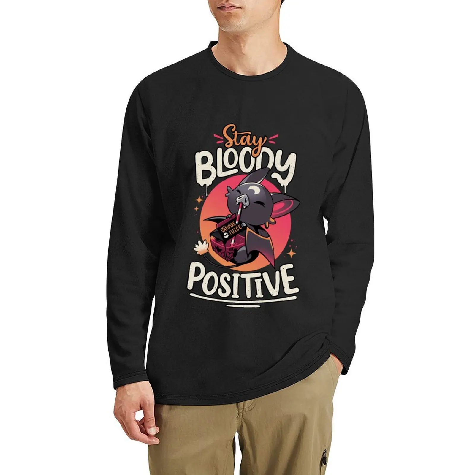 

Stay Bloody Positive - Cute Bat Long T-Shirt Blouse sublime t shirt boys t shirts plain t shirts men