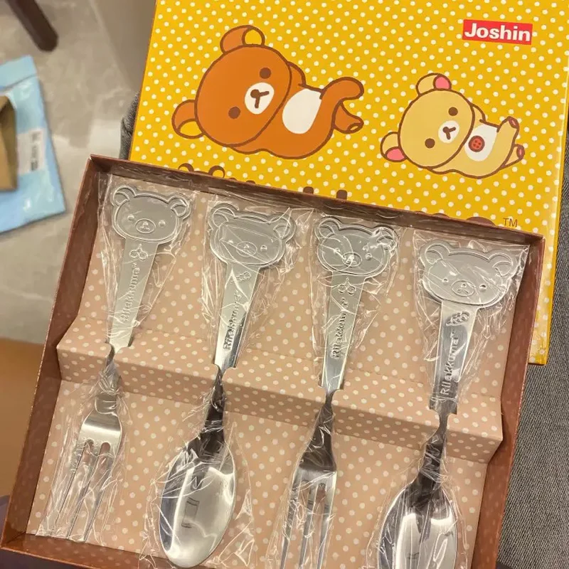 

Japanese Teddy Bear Household Stainless Steel Fork Spoon Portable Rice Spoon Coffee Spoon Dessert Fork Soup Spoon Tableware Set