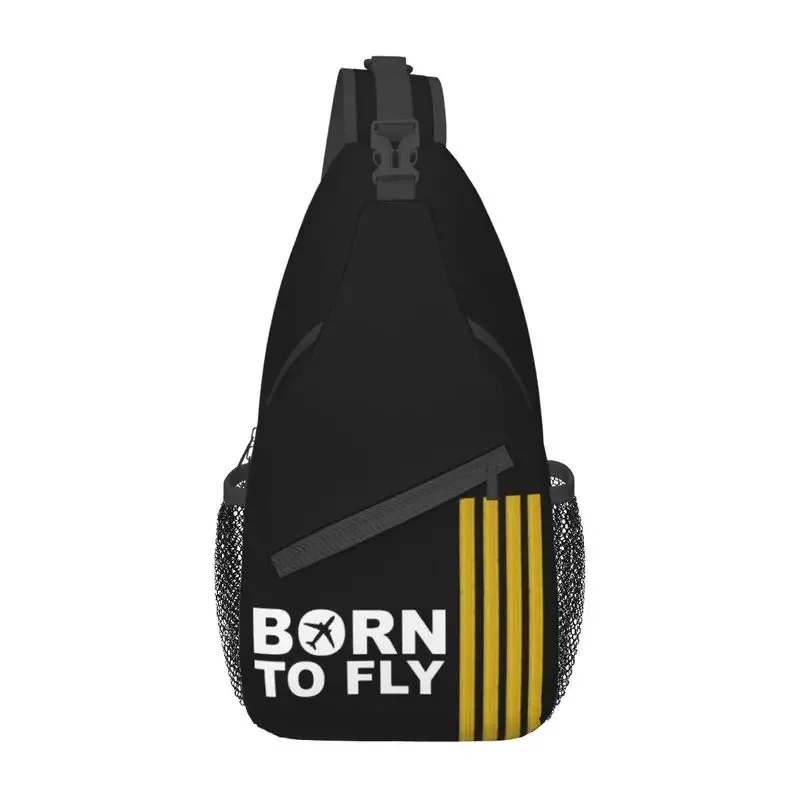 Born To Fly Flight Pilot Sling Bags Aviation Airplane Aviator Gift Shoulder Chest Crossbody Backpack Cycling Camping Daypack