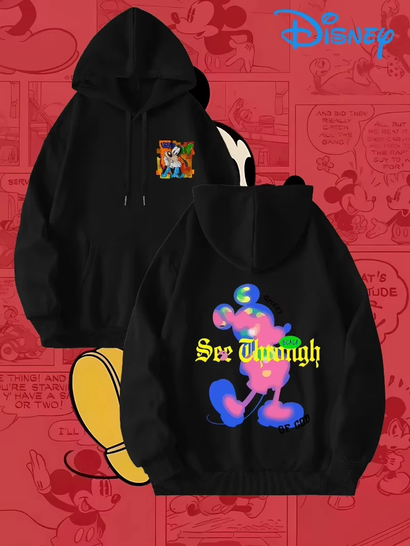

Disney Hooded Sweatshirt Mickey & Goofy Print Casual Front and Rear Print Hooded Sweatshirt with Drawstring and Pockets