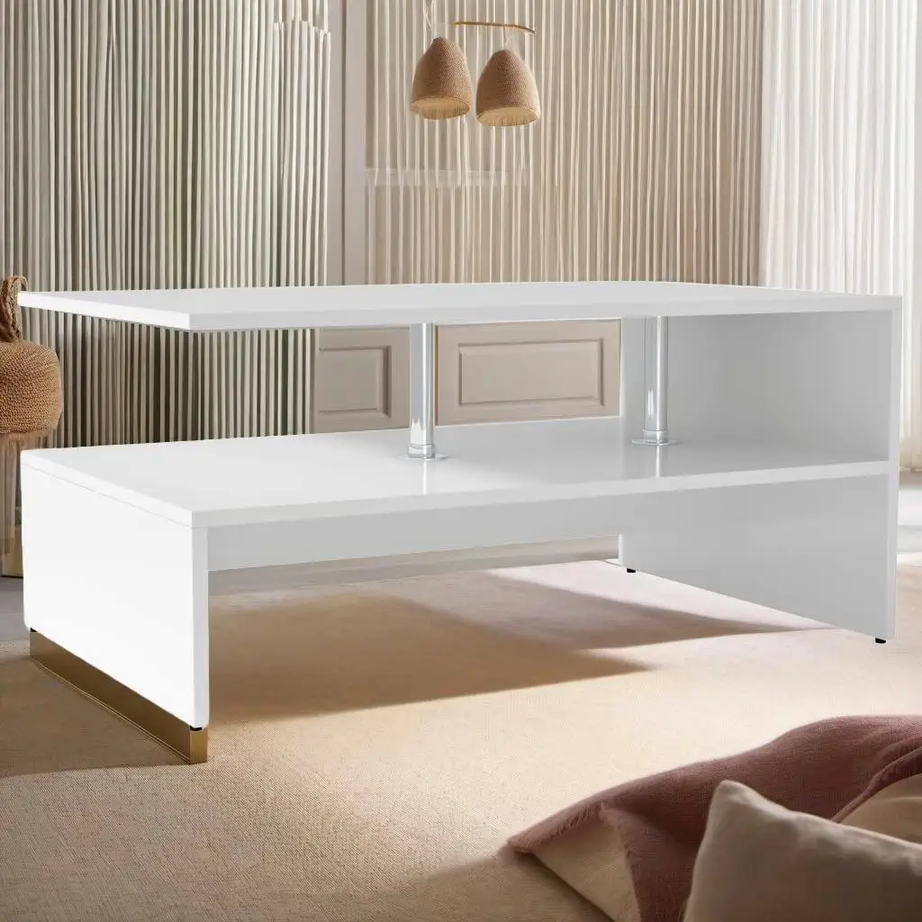 Mesa de centro blanca moderna de madera de ingeniería 35,4x23,2x16,5 - Muebles de salón elegantes