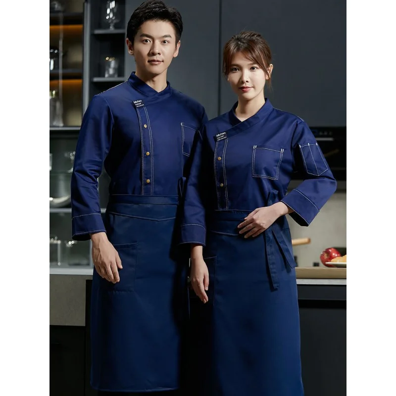 Combinaison à manches longues pour hommes et femmes, vêtements occidentaux, uniforme de chef de cuisine de restaurant