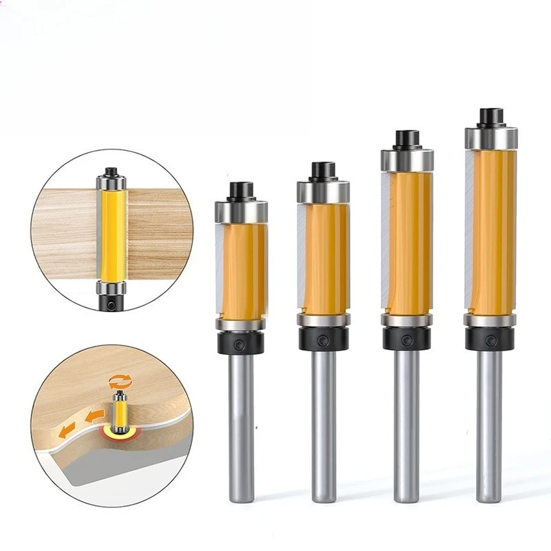 Up & Down Double Bearing Double Flute Flush Trim Bit Woodworking Router Bit for Electric Trimmer