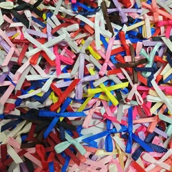 100pcs Mini Polyester Satin Ribbon Bows Tie DIY Wedding Scrapbooking Embellishment Hair Clips Pets Hair Bow Crafts Decor 3CM