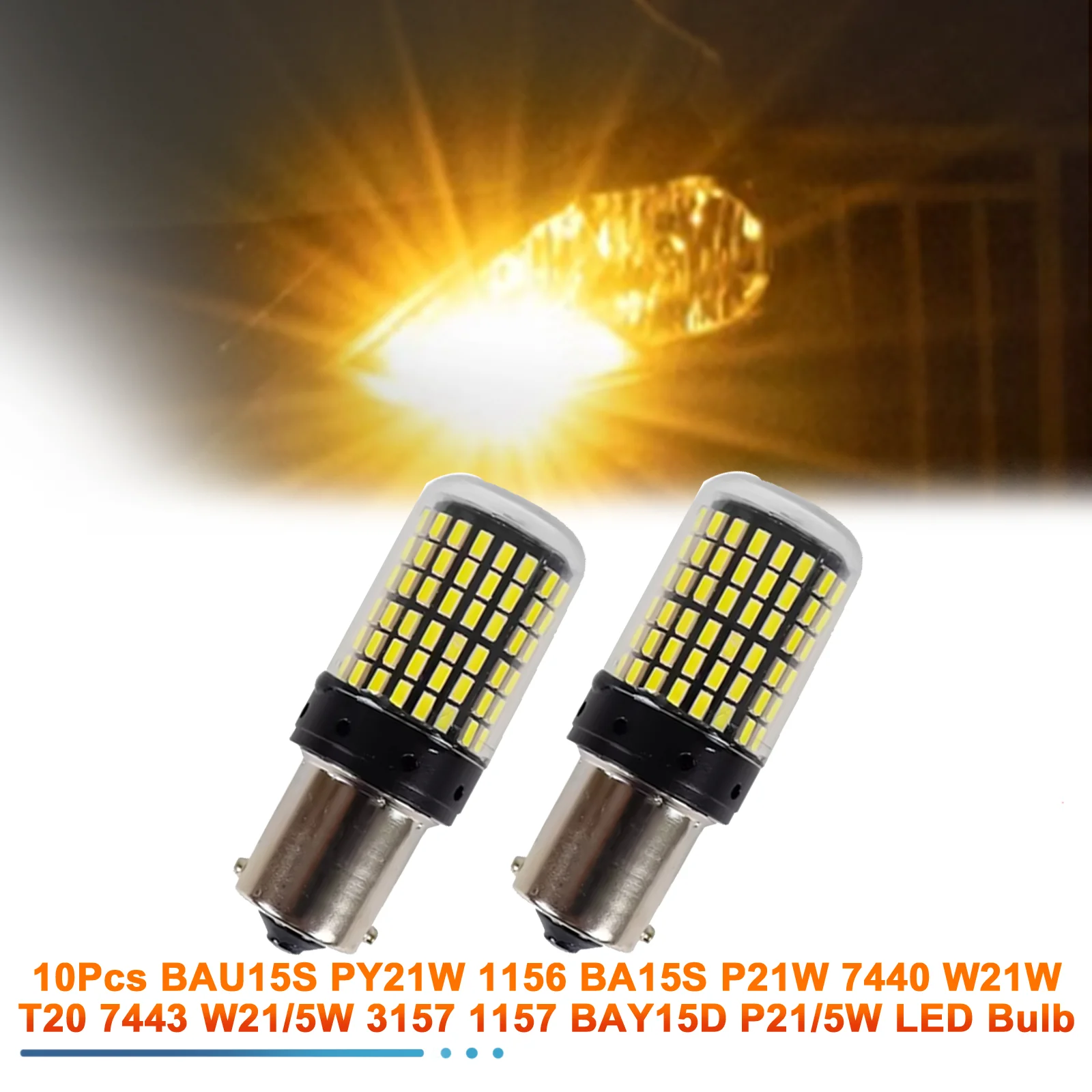 

10 шт. BAU15S PY21W 1156 BA15S P21W 7440 W21W T20 7443 W21/5W 3157 1157 BAY15D P21/5W Светодиодная лампа автомобильного освещения 2800LM 6000K Белый 12V
