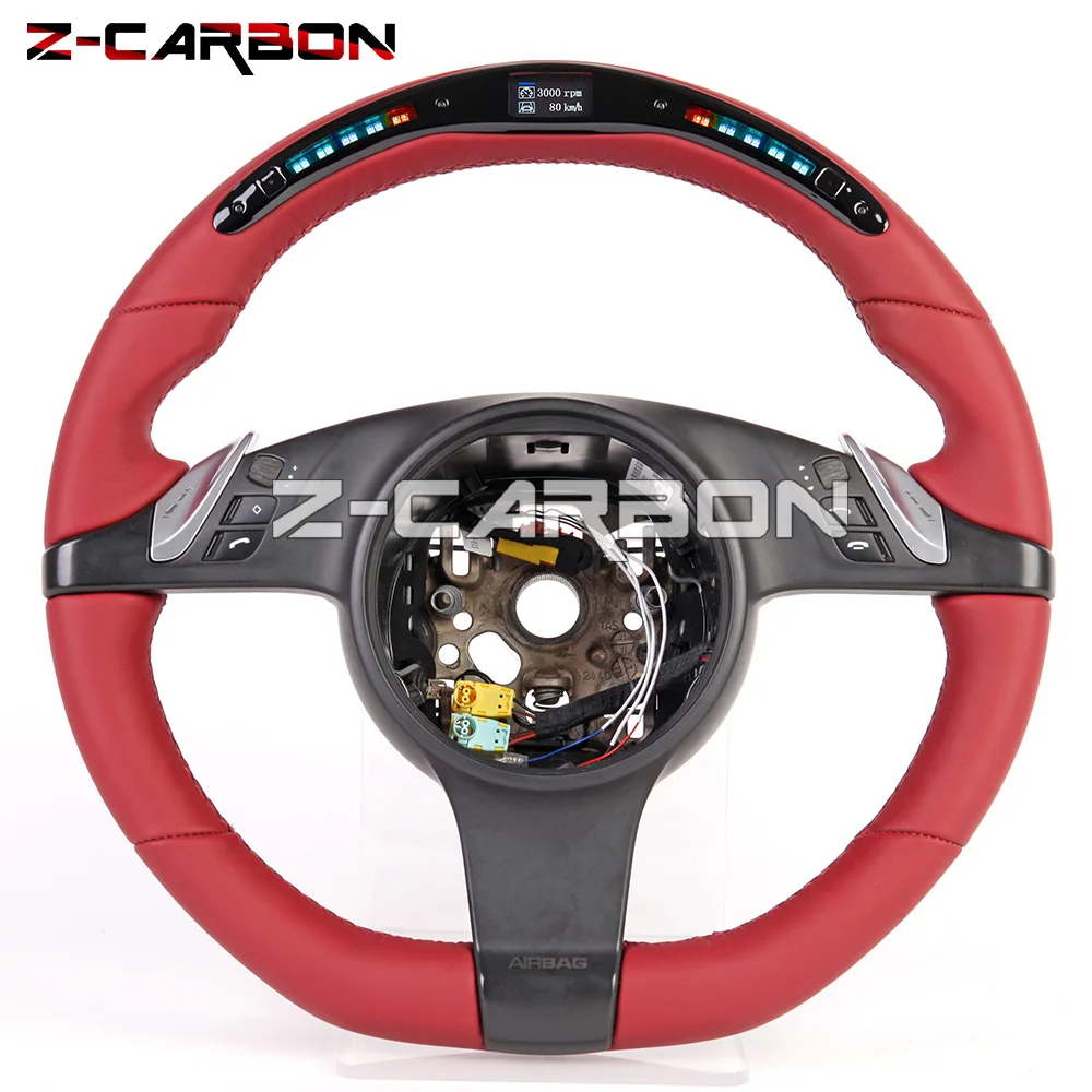 

Steering Wheel Fit For Porsche Cayenne 2015-2020 LED Smooth Leather Racing Wheel Sport Wheel