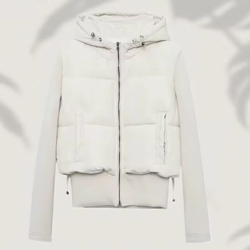 

2025 Winter New Women's Lightweight Warm Down Jacket With Long Sleeves And Zippered Hooded Sports Coat Fashion Woman Clothes