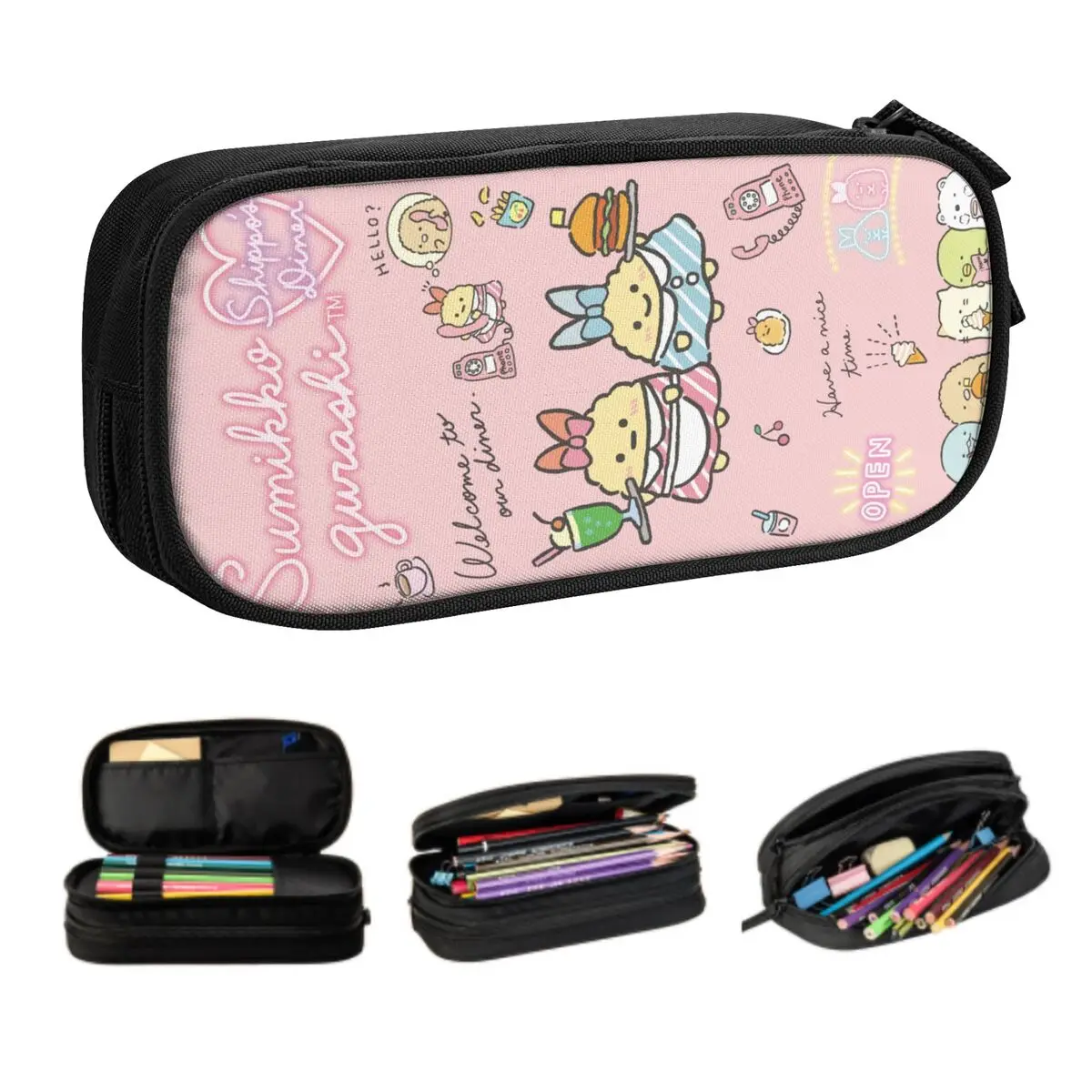 sumikko gurashi estojo desenho animado anime japones bonito grande capacidade para menina e menino lapis pouch para estudantes papelaria para estudantes 01