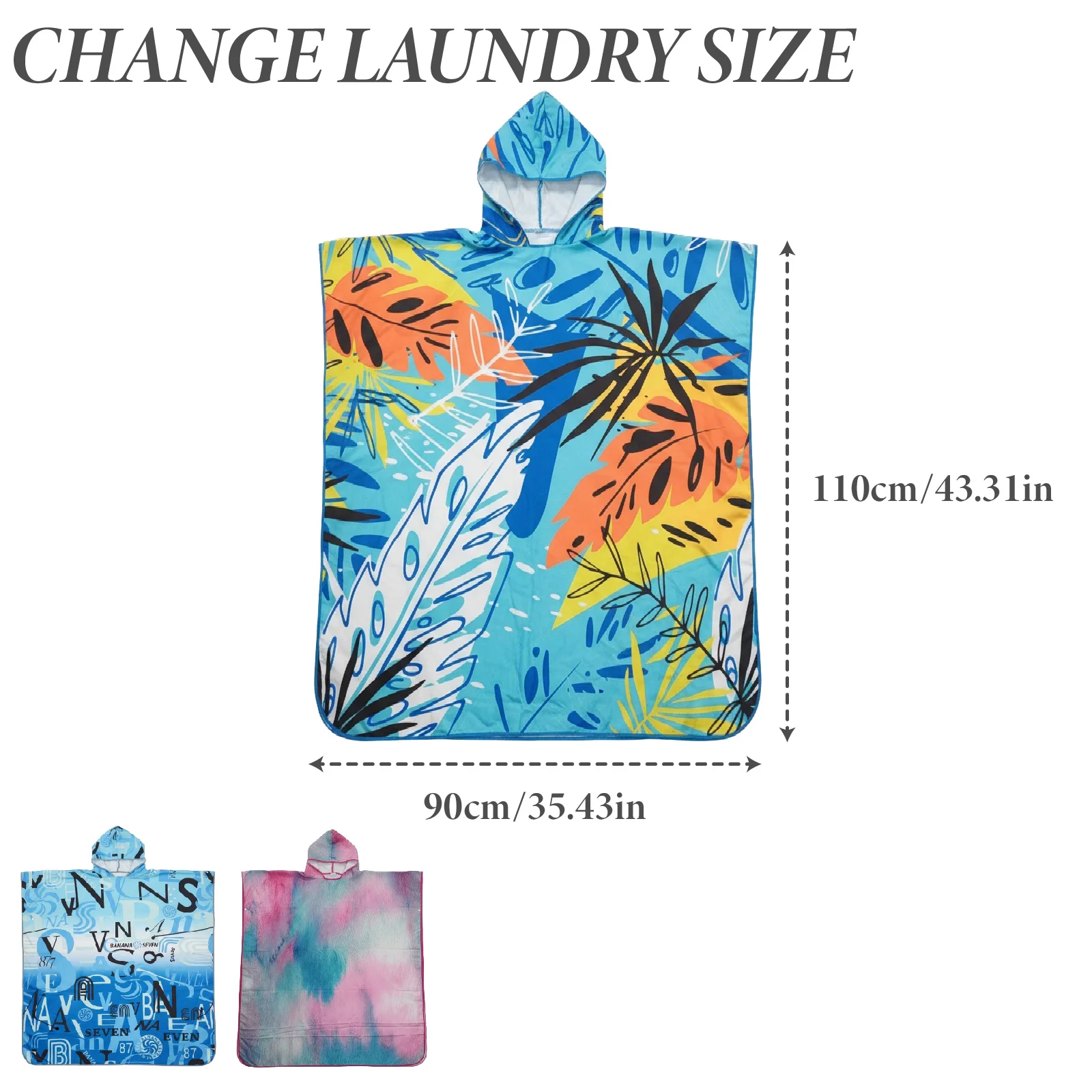 plus Size Quick-Dry Hooded Beach Towel Changing Cape High Absorbency Swim Surf Robe for Easy Carry And Quick Drying