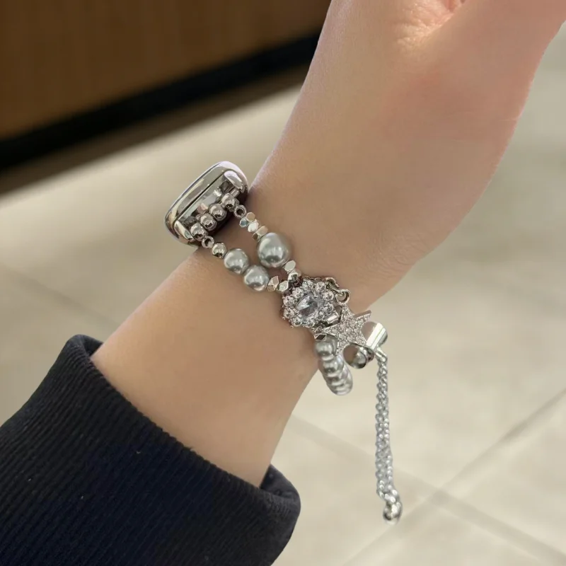 Star Moon Pearl Diamond Strap Suitable Xiaomi Band 8Pro/9Pro, For Mi Band 3/4/5/6/7, 8/8NFC/9/9NFC/10/10NFC, For Redmi Watch5/4/ view 3