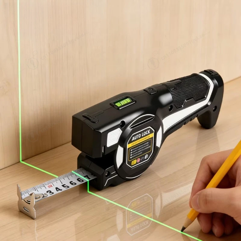 2-in-1 Rangefinder Laser Tape Measure Infrared Rangefinder Steel Tape Measure Indoor Measuring Instrument Cross-line Decoration view 3
