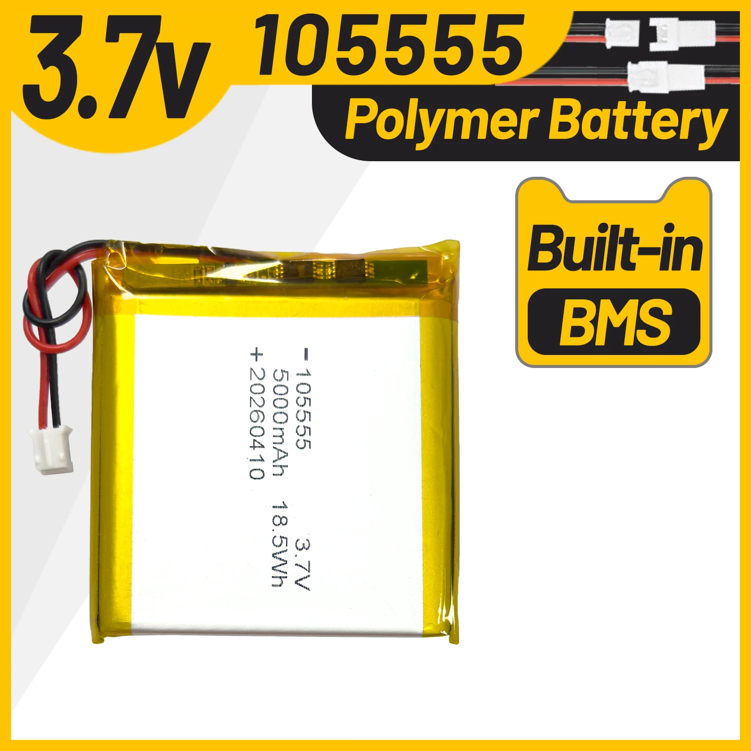 50pcs 3.7V 5000mAh Square Soft-Pack Polymer Lithium Battery for LED Lamps Power Banks & Portable Devices - Rechargeable Battery