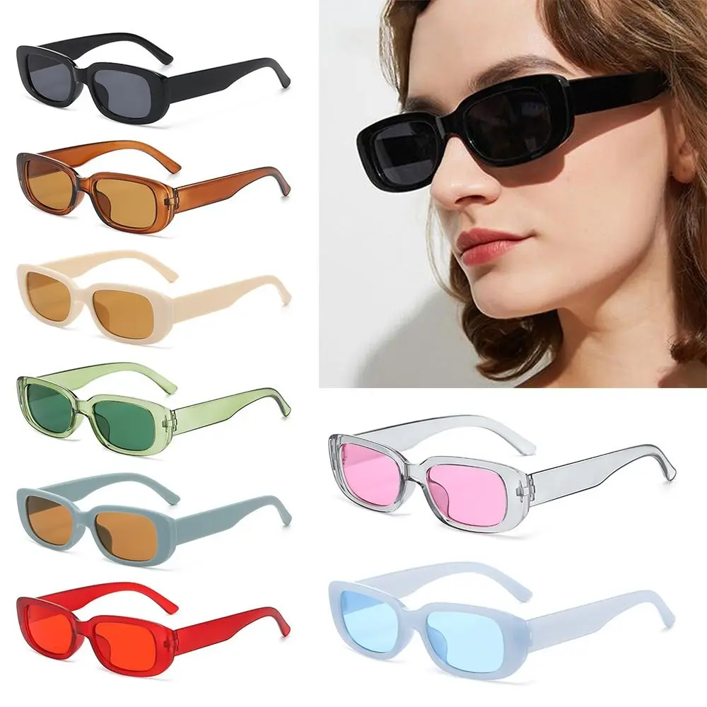 

Trendy Narrow Square Frame Y2K Sun Glasses Candy Color UV400 Protection Black Shades 90’s Eyewear for Women Men