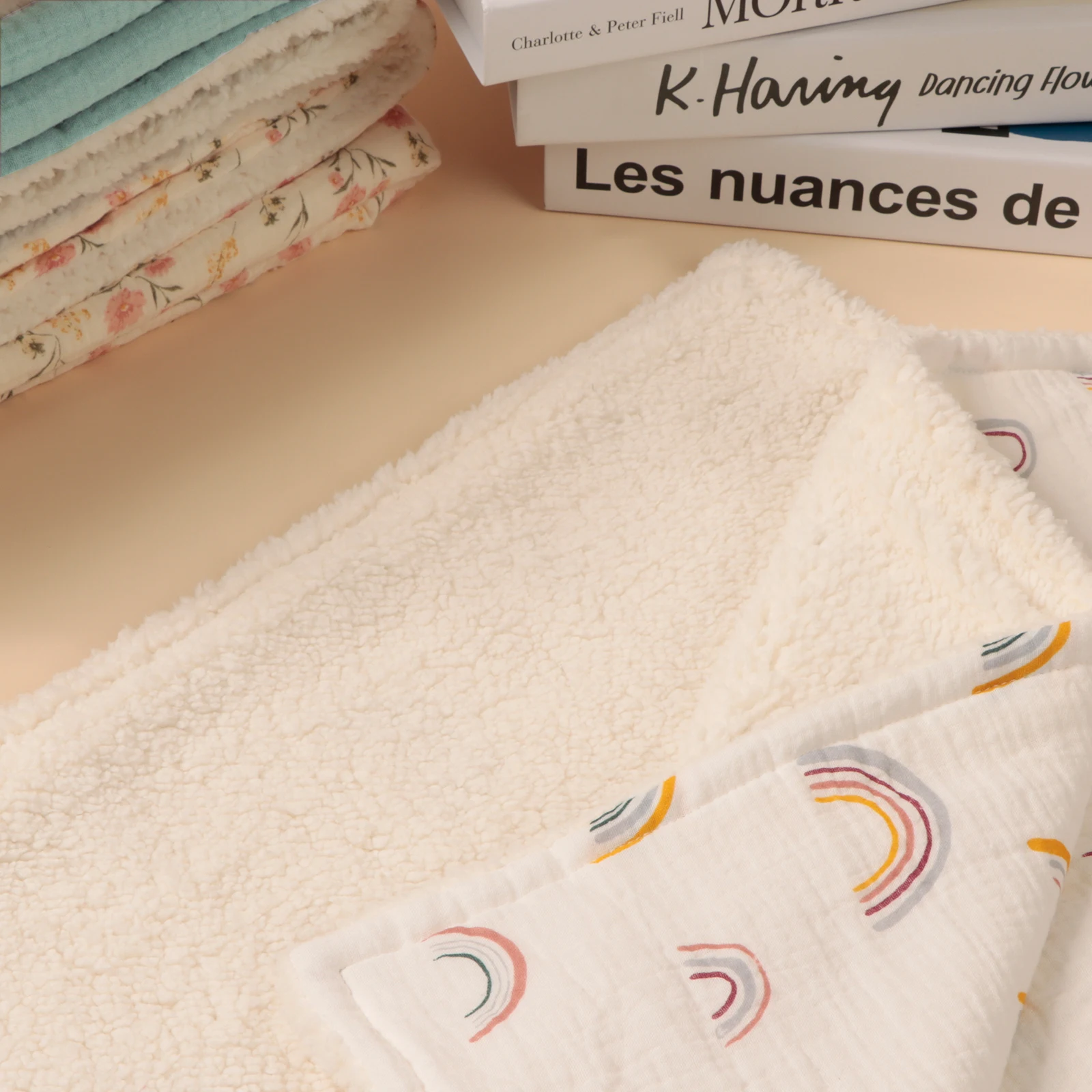 الشتاء الطفل بطانية سميكة من القطن طباعة تقليد الصوف لحاف دافئ لحديثي الولادة السرير الاطفال غطاء ناعم بطانية للخارجية #2