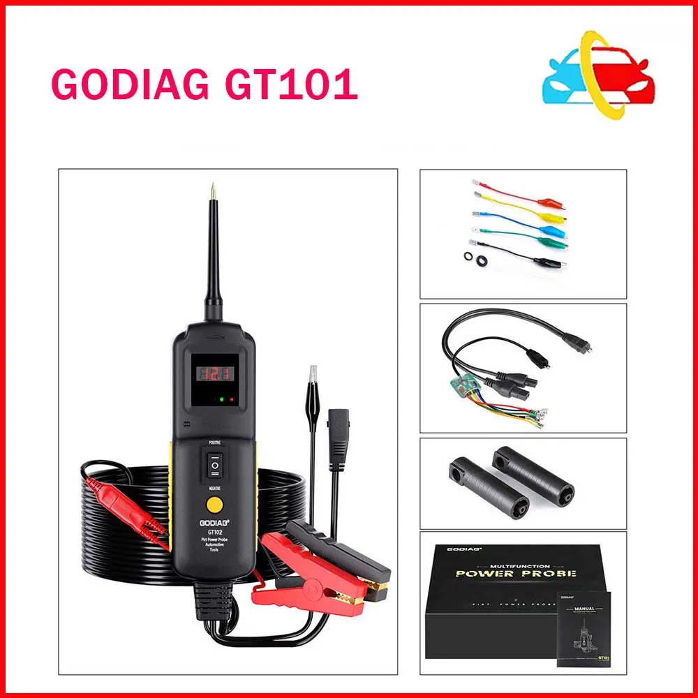 GODIAG GT101 Power Circuit Probe Tester DC 6-40V Vehicles Electrical System Diagnosis Fuel Injector Cleaning and Relay Testing