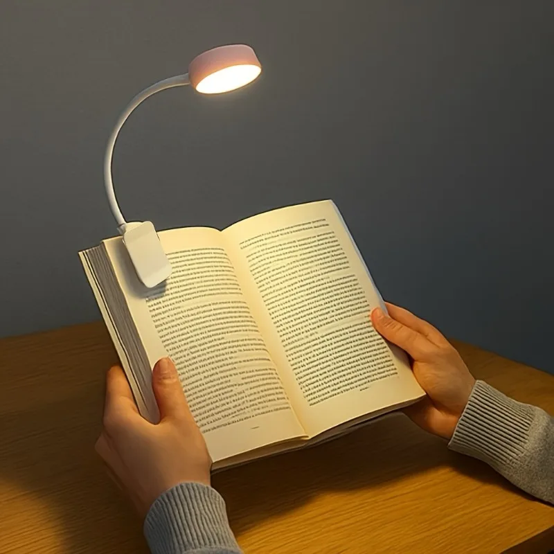 Lámpara de Lectura LED con Clip, Portátil, Funciona con Batería, 3 Colores, Protección Ocular, Regulable, Mini Lámpara de Escritorio