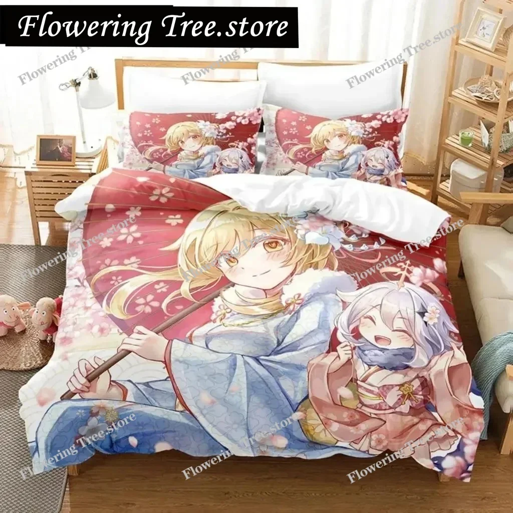 Anime Genshin Impact Lumine Duvet Cover Cartoon Girl Bedding Sets Twin Double Bed Set For Home Textiles