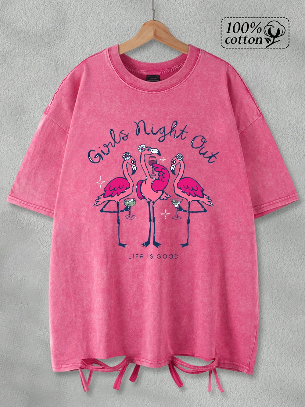 

100% Cotton Washed T-Shirts Womens Oversized Girls Night Out Printing T Shirt O-Neck Distressed Holes Tops Summer Womans Clothes