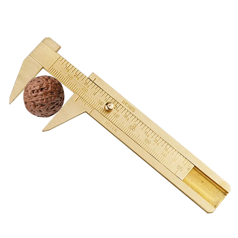 Measuring tool 0 ~ 80mm mini solid brass slide ruler single and double scale vernier gold caliper portable tool