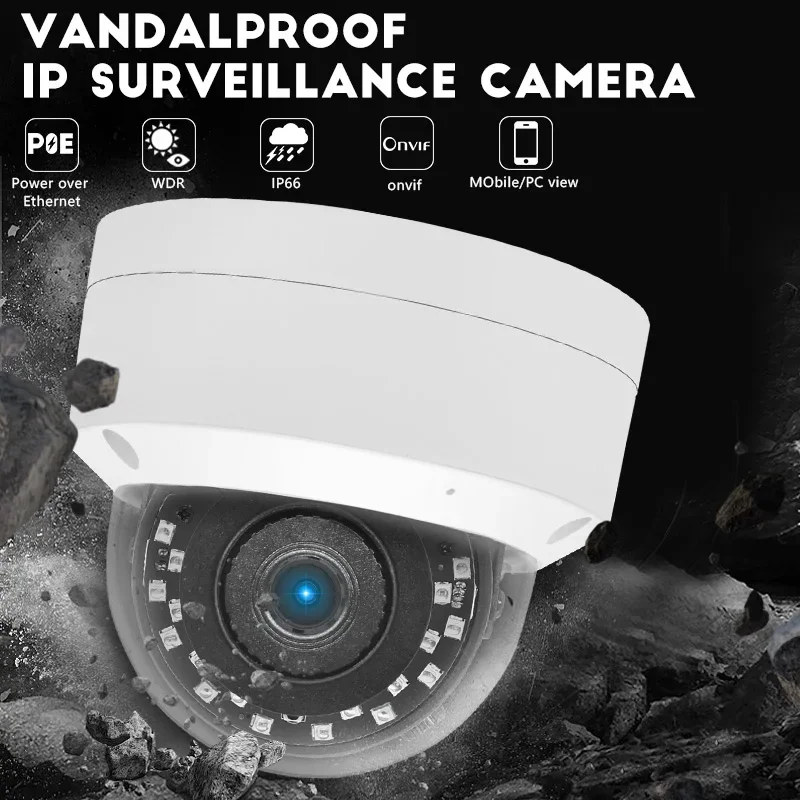 8MP IR Vandalproof Security PoE IP Dome Camera OEM/ODM Waterproof Outdoor SDK 4K CCTV Network Camera