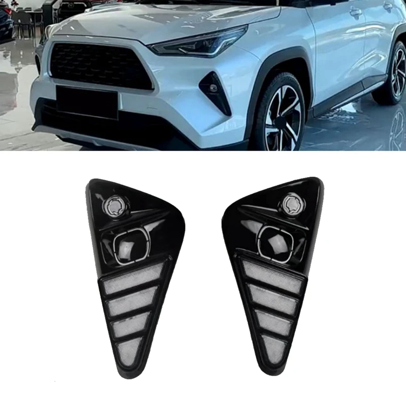 Car DRL Daytime Running Light LED Fog Lamps Dual Color Light For Toyota Yaris Cross 2023-2024 Turn Signal Light