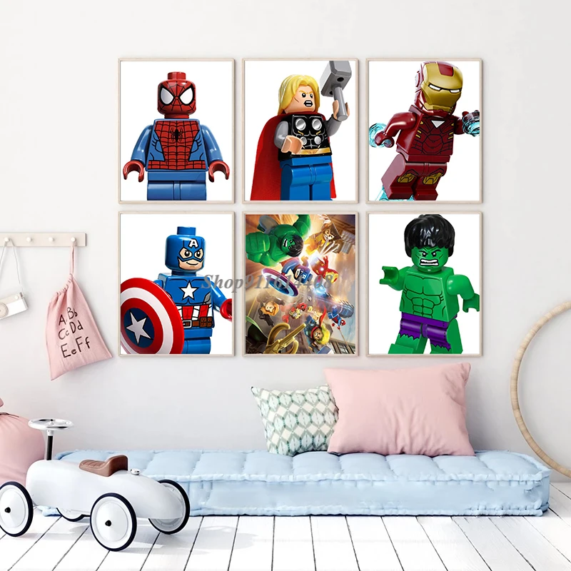 Canvas Painting Disney Marvel Movie Cartoon Superhero Captain America Hulk Poster Prints Wall Art Picture Kids Living Room Decor