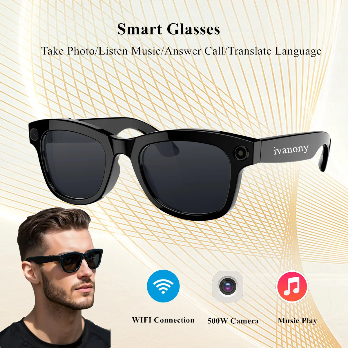 

Новые умные очки с Bluetooth-вызовом, двойная камера, 500 Вт, встроенный ChatGPT, перевод, запись, камера для стрельбы, очки для мужчин и женщин