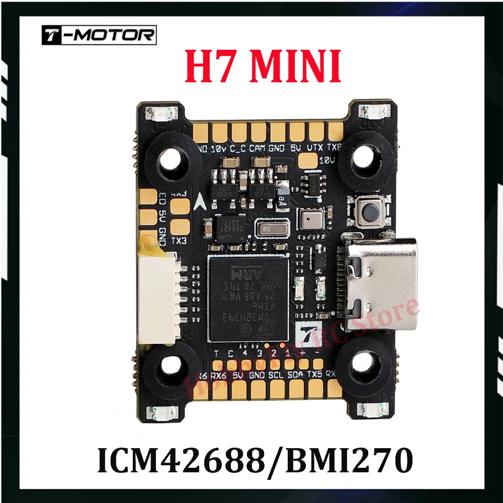 T-MOTOR DUAL BEC H7 MINI FC Flight Controller Bidirectional Dshot600 3-6S STM32H743 20x20mm for RC FPV Racing Freestyle Drones