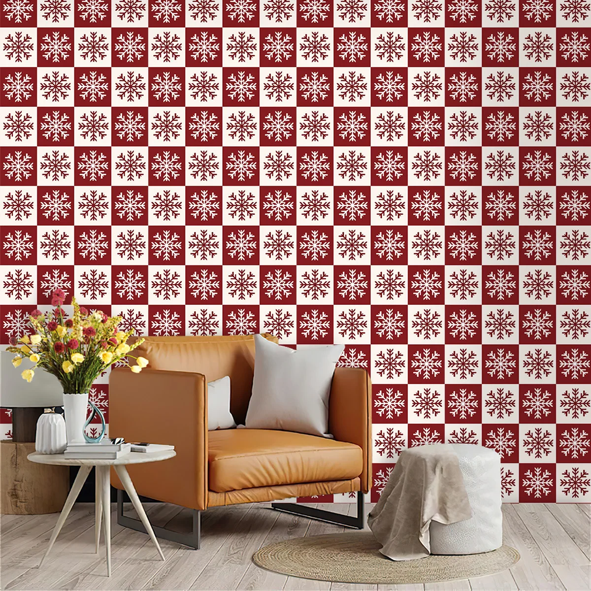 Peel and Stick Christmas Contact Paper for Cabinets Bedroom Winter Snowflake Wallpaper for New Year Xmas Party Decor