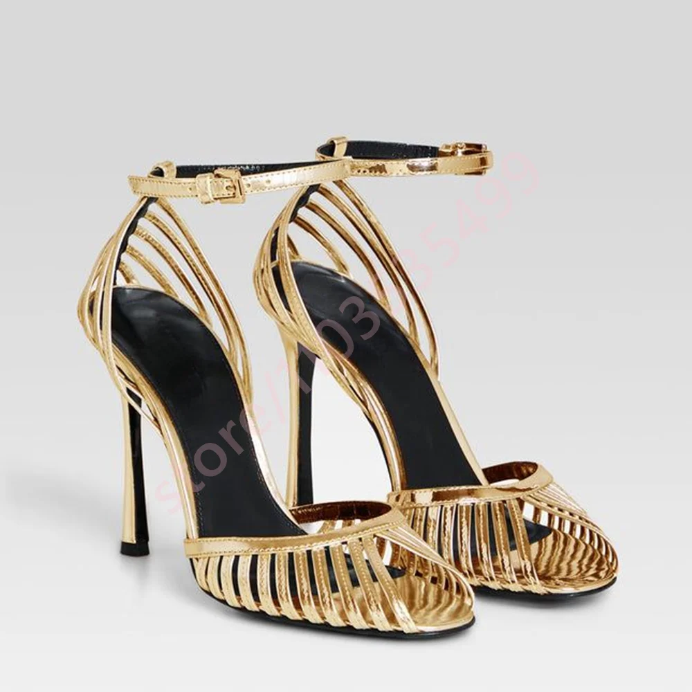 Sexy Ladies' Peep Toe Stiletto Sandals Summer Elegant Party Hollow Catwalk Sandal New Solid Color Buckle Casual Roman Sandals image 4