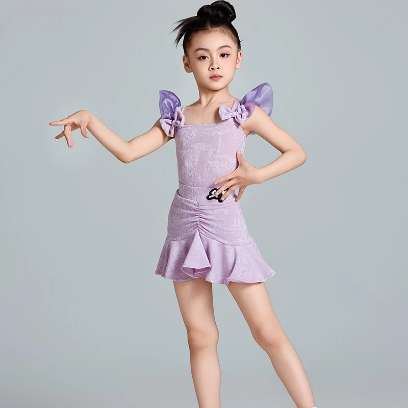 زي الرقص اللاتيني للفتيات والأطفال. بدلة تدريب للصيف. نمط جديد، عصري ومناسب للعروض.