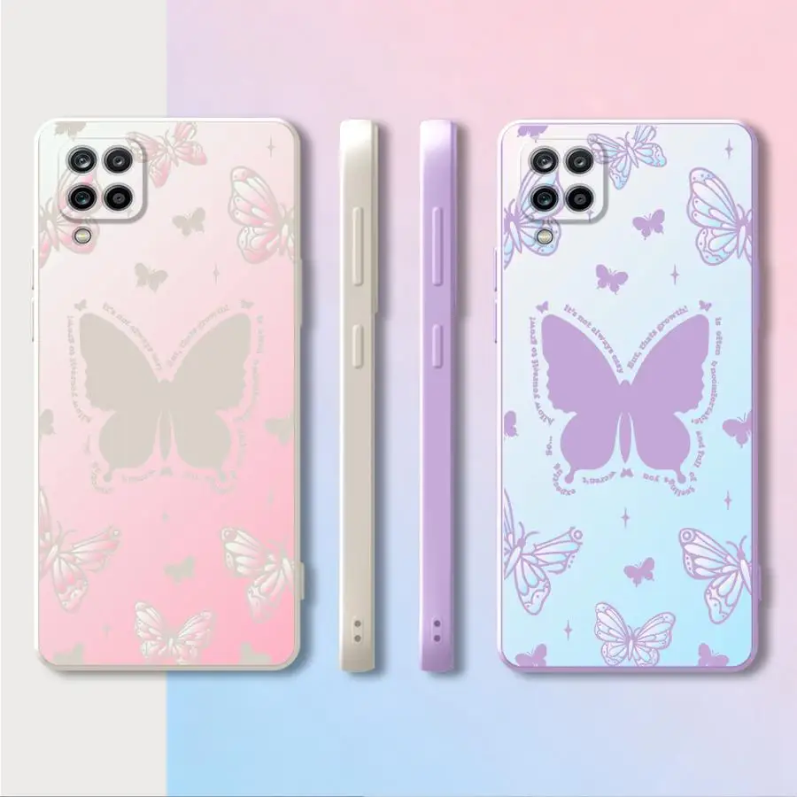 Case for Samsung Galaxy A04 A02s A20s A03 A53 A50 A56 A05 A30s A06 A71 A73 Phone Cover Pink Butterfly