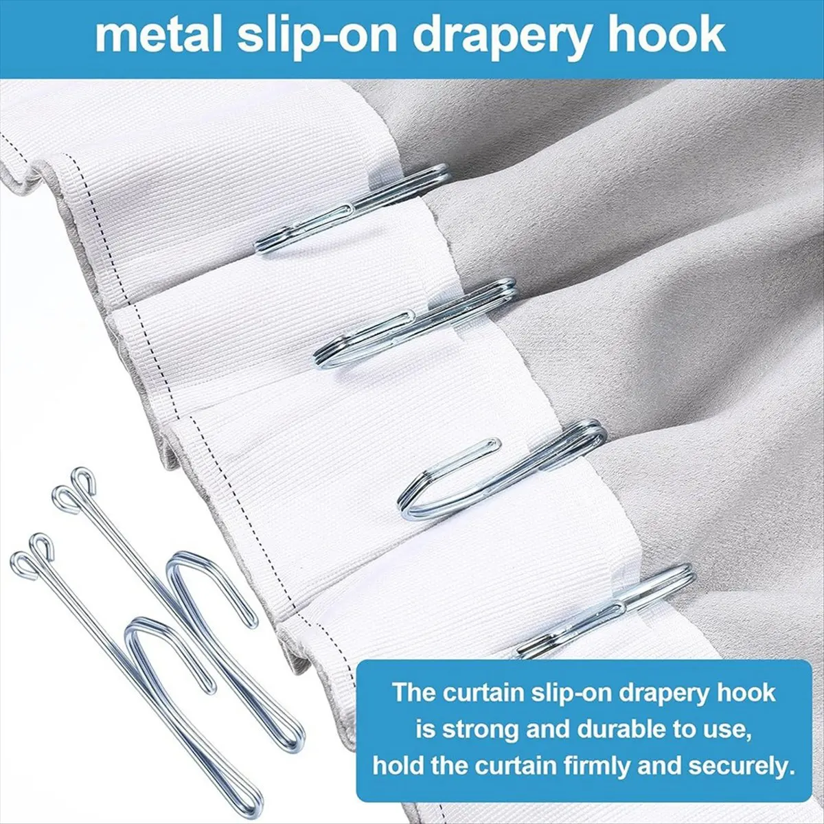 80 Pcs Metal Slip-on Drapery Hooks - Metal Curtain Hooks Stainless Steel Curtain Pleat Hooks, Door Curtain Hangers