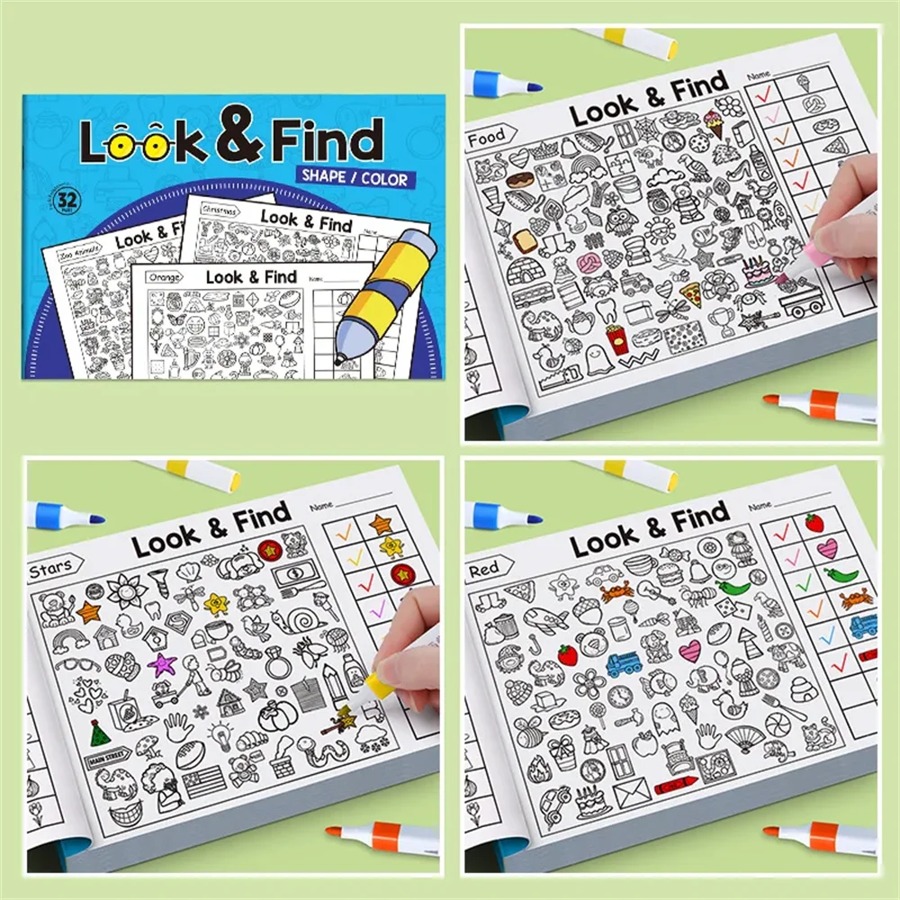 Children's Search For Items Game Enhance Visual Perception Fun Coloring Book Focus and Attention Handwriting Exercise Book