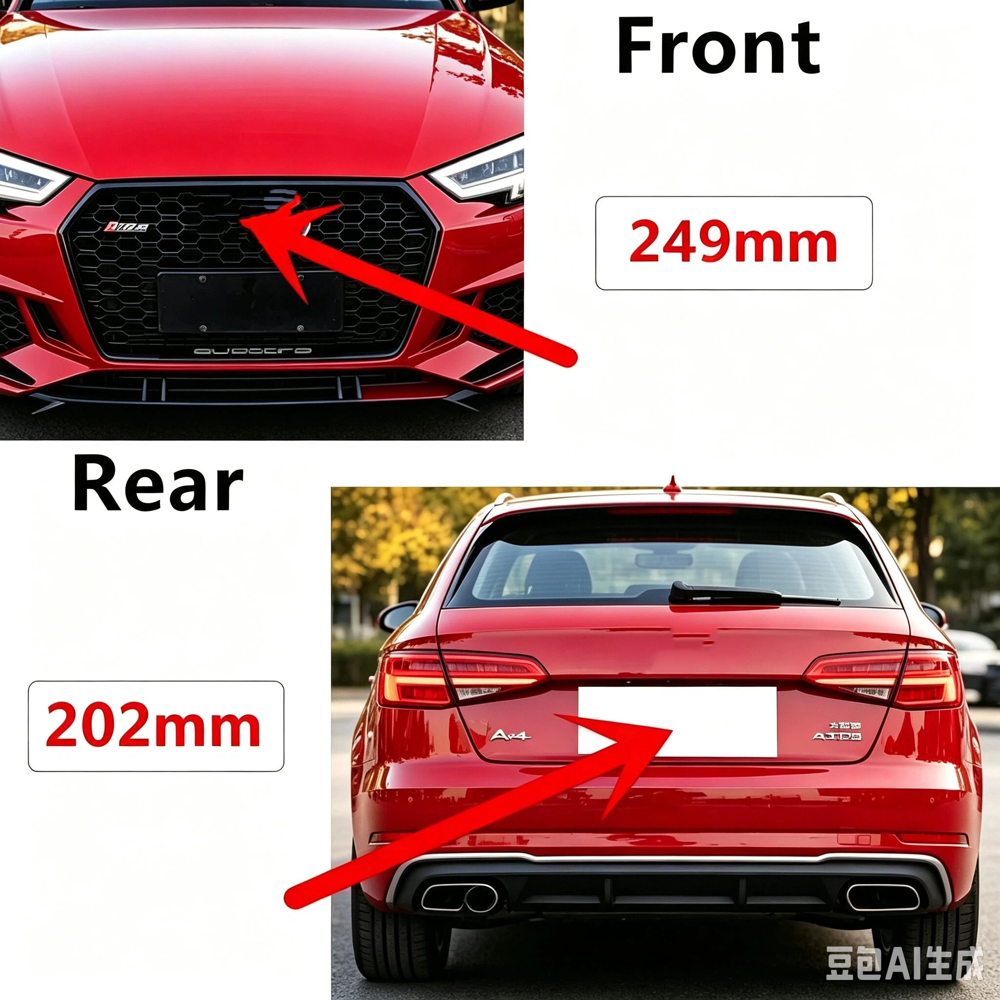 Overlap 4 Ring logo ABS Silver/Black Car Hood Front Bonnet Grill Rear Trunk Emblem Badge Sticker For Audi A4 18-23
