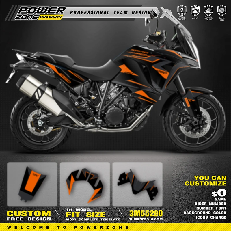 PowerZone Custom Graphics Backgrounds Decals for Stickers Kit For KTM ADV ADV S ADV R 1290 2017-2020 ADVENTURE SUPERMOTO  11