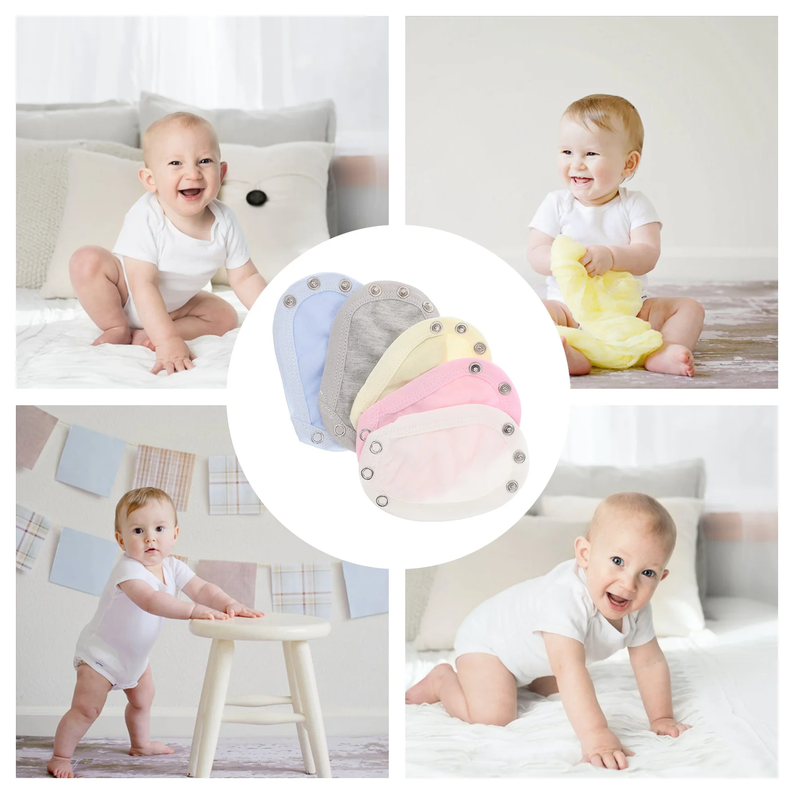 

10Pcs Baby Bodysuit Extender Snap Jumpsuit Romper Crotch Extender Soft Cotton Lengthening Patch for Kids