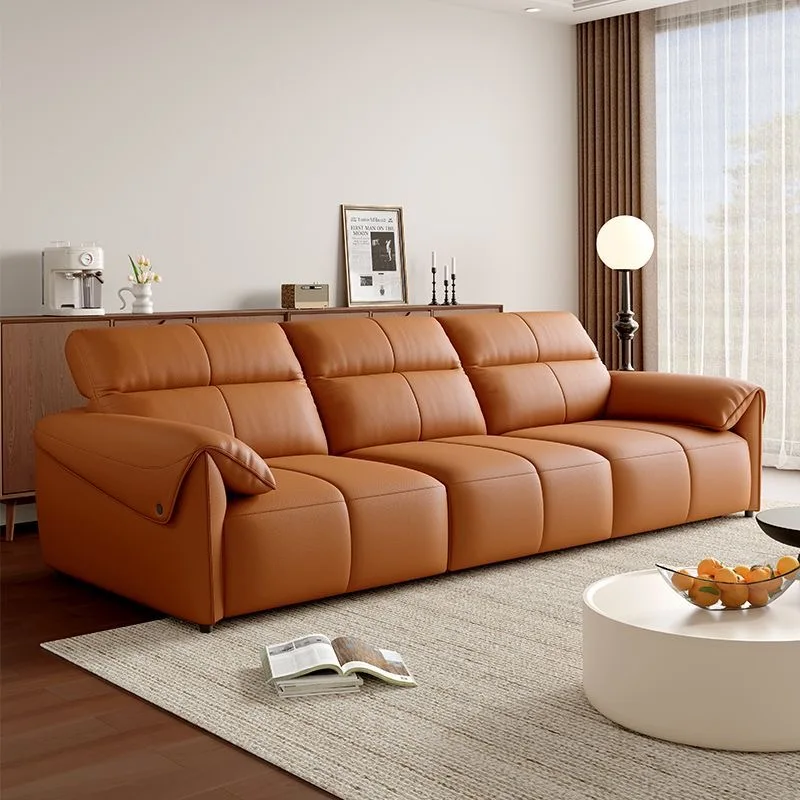 #Modern Multi-Functional Electric Telescopic Sofa Bed Zero-Wall Lounge Chair Elephant-Ear Push-Out Wood Living Room Furniture
