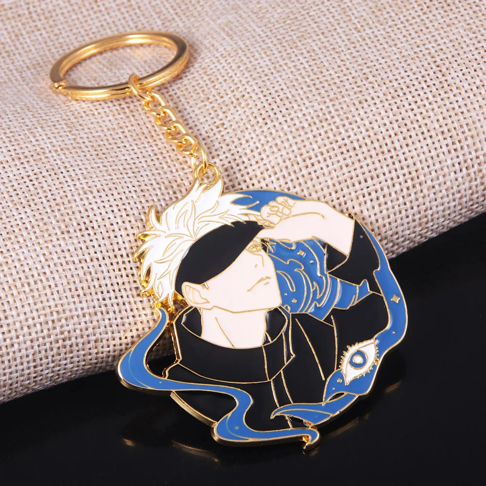 Anime Jujutsu War Enamel Keychain Cartoon Satoru Gojo Decoration Keyring Pendant For Anime Fans Cosplay Jewelry Accessories Gift