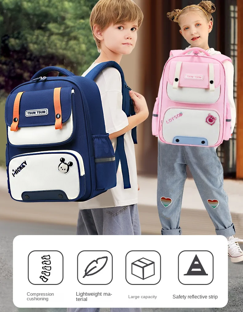 Disney New School Bag For Boy Girl Grade 1-4 Primary Student Shoulder Orthopedic Backpack Large Capacity Water Proof Mochilas
