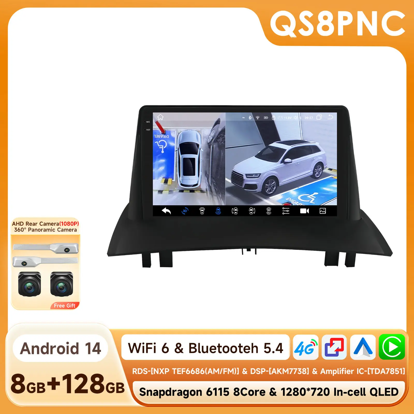9 ''6115 Intelligent Scherm 2din Android Autoradio Multimedia Video Player voor Renault Megane 2 2002-2009 GPS Nav Carplay 4G RDS - afbeelding 1
