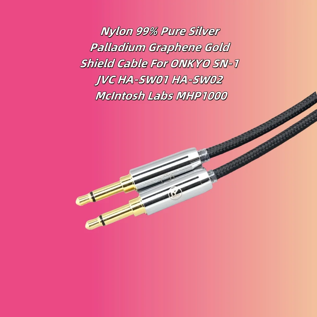 Nylon 99% Pure Silver Palladium Graphene Gold Shield Sleeve Earphone Cable For ONKYO SN-1 JVC HA-SW01 HA-SW02 McIntosh MHP1000 view 5