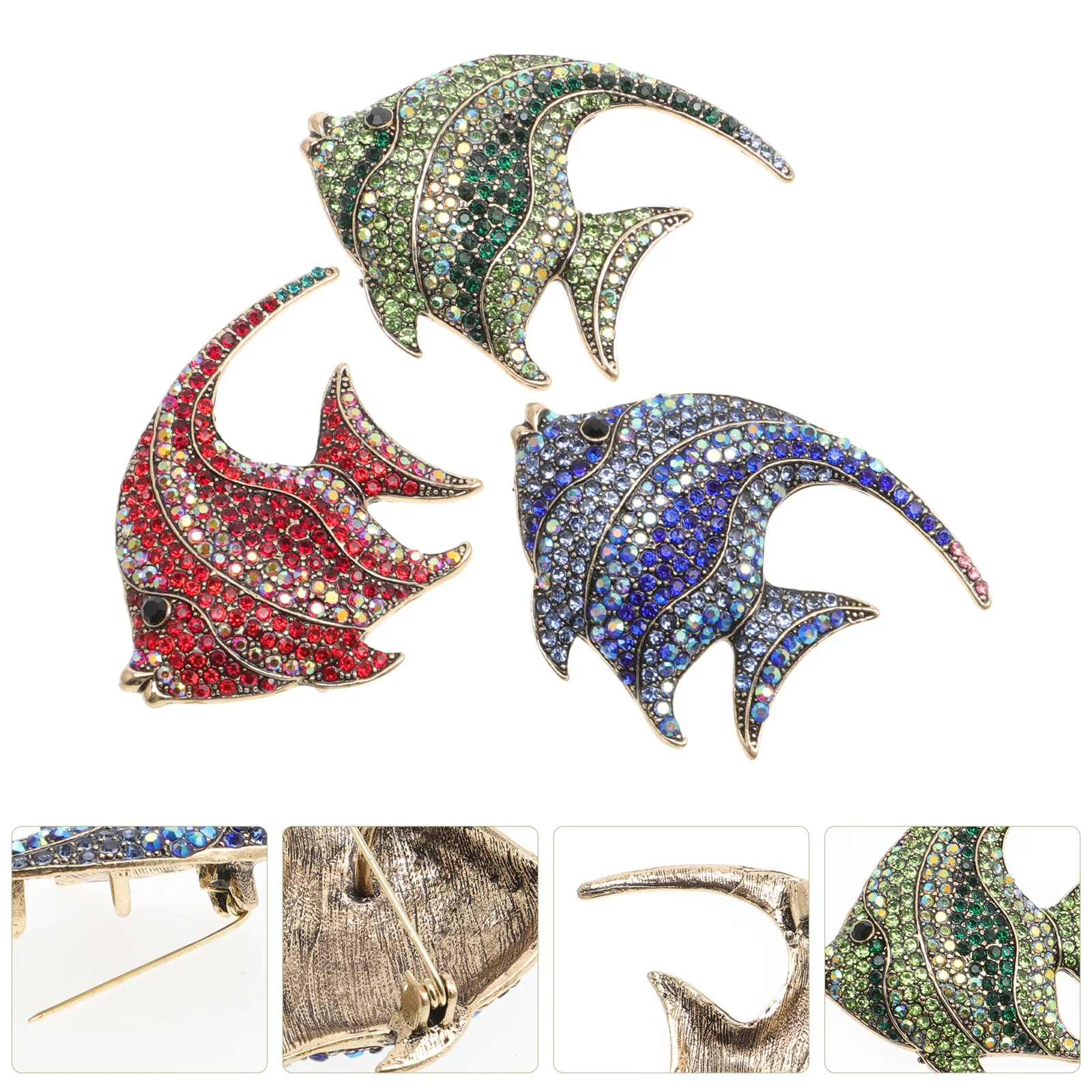 

3pcs Tropical Fish Brooch Alloy Breastpin Red Blue Green Creative Animal Brooch For Women Men Clothes Decor Jewelry Gift