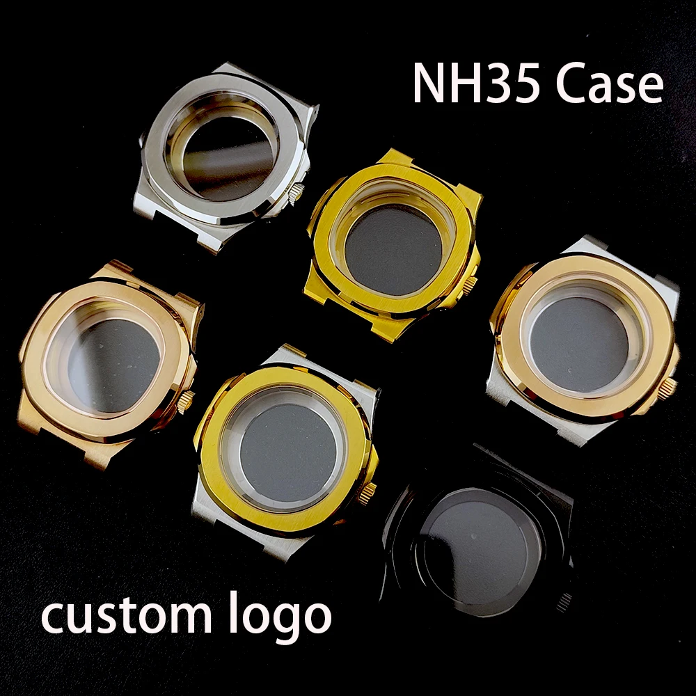 NH35 حافظة ساعة رجالية هيكل من الفولاذ المقاوم للصدأ زجاج الياقوت مناسبة لملحقات ساعة الحركة NH35