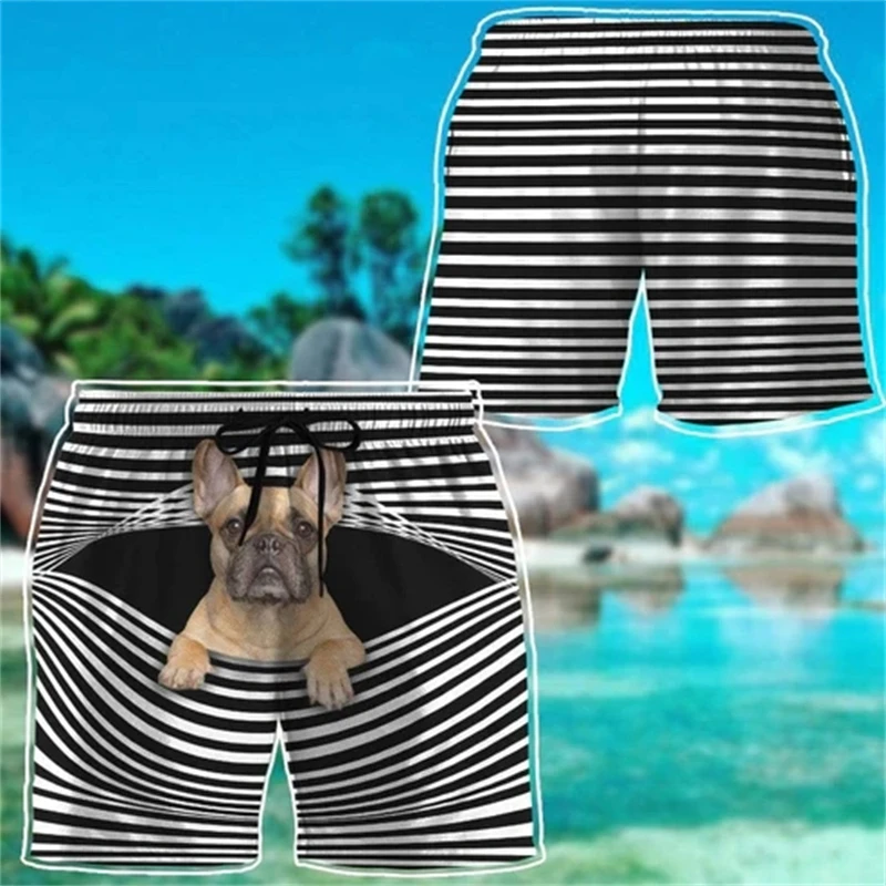 

2024 Street Hip Hop Boys Kids Funny Short Pants Kawaii Dog 3d Print Black And Whitr Hawaii Beach Shorts Casual Oversized Trunks